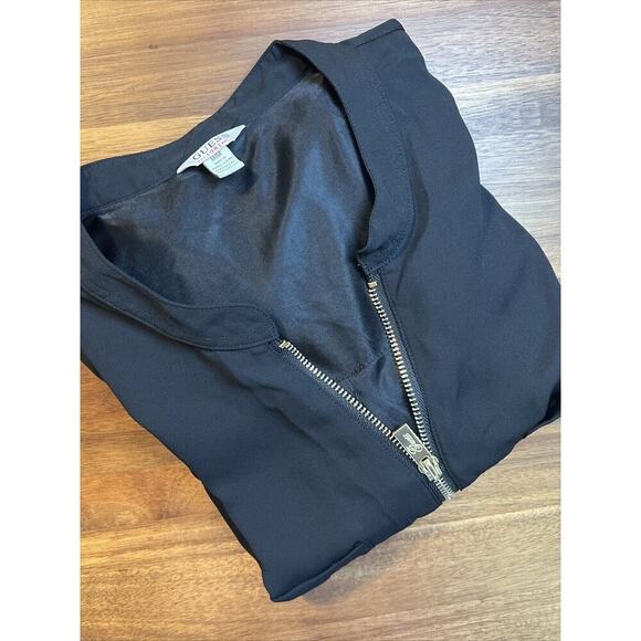 GUESS Black Lined Blousy Type Dress Midi Gold Front‎ Zipper Women's Size Medium! - Picture 6 of 6